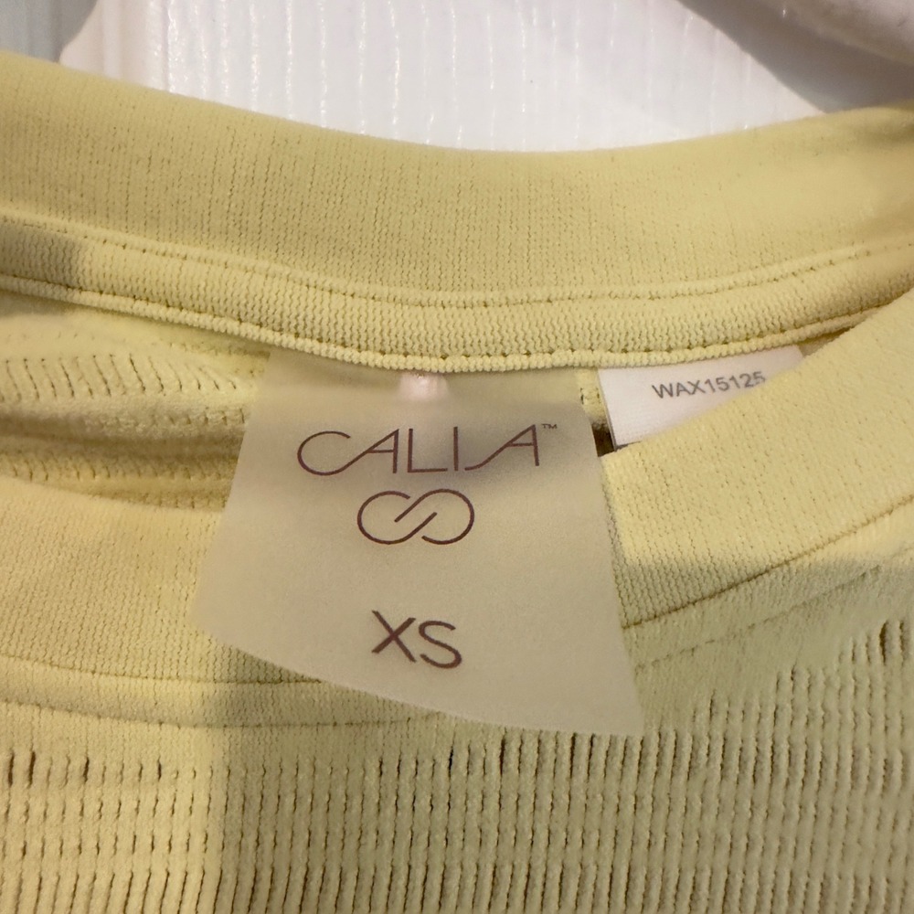 Calia Womens Seamless Crop Tee Fresh Hay Yellow‎ WAX15125 XS New - Picture 2 of 5